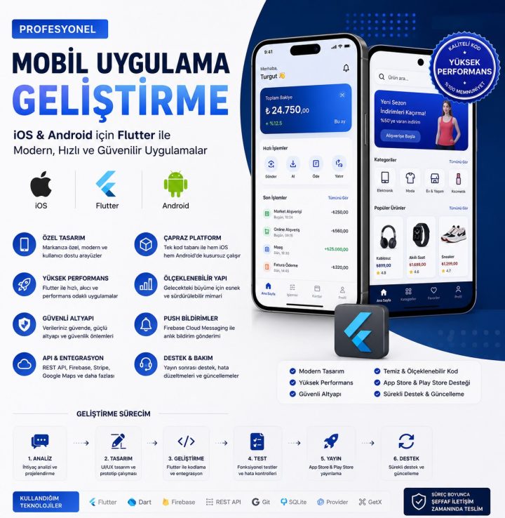 Flutter ile iOS & Android Mobil Uygulama Geliştirme